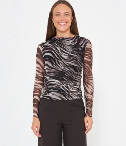 Zuiki Maglia in tulle stampato Moro Outlet